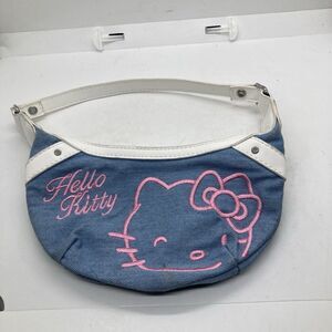 Vintage Hello Kitty Purse Blue Denim White Strap